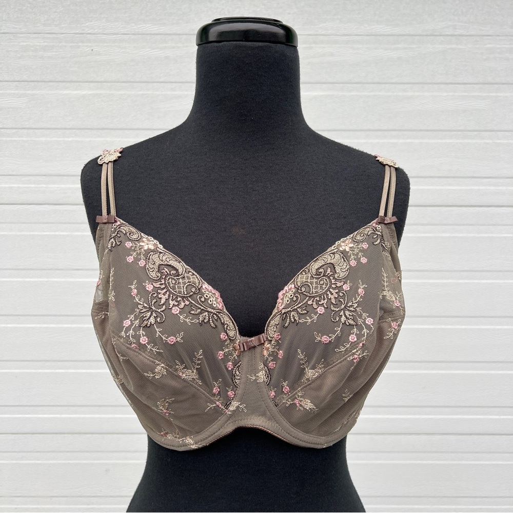 Felina Conturelle Embroidered Balconette Sheer Bra, 32H